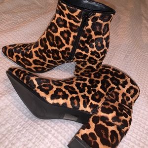 Brand new, never worn leopard print ankle boots